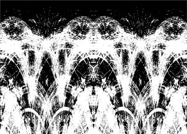 Grunge dikey olarak simetrik siyah beyaz doku. Tek renkli yıpranmış kaplama deseni. 