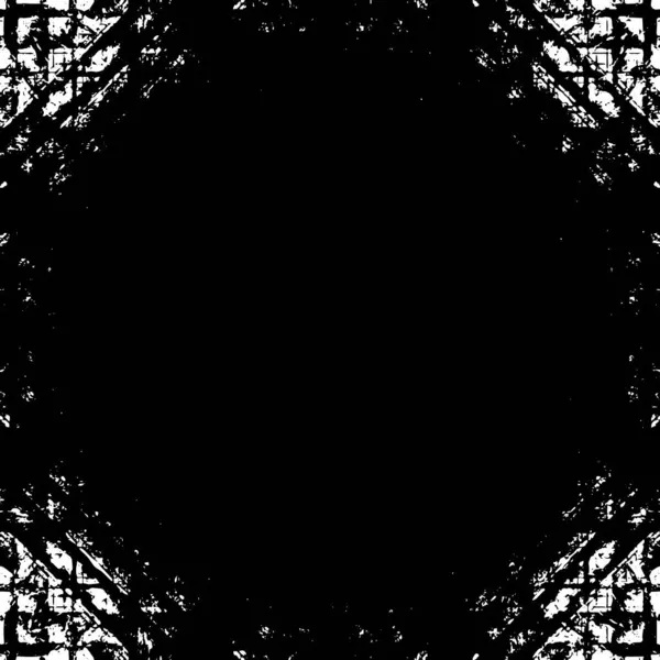 Grunge black and white pattern. Monochrome particles abstract texture. Background of cracks, scuffs, chips, stains, ink spots, lines. Dark design background surface. Gray printing element