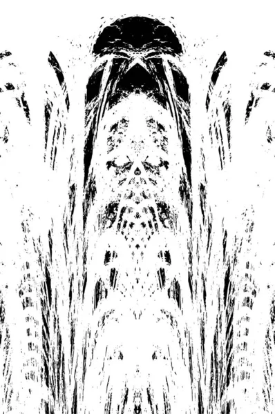 Grunge dikey olarak simetrik siyah beyaz doku. Tek renkli yıpranmış kaplama deseni. 