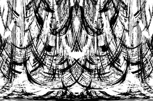 Grunge üst üste biniyor. Soyut siyah-beyaz vektör arkaplanı. Çatlak, leke ve noktalarda kirli desenli tek renkli klasik yüzey. Karanlık korku tarzında eski bir duvar.