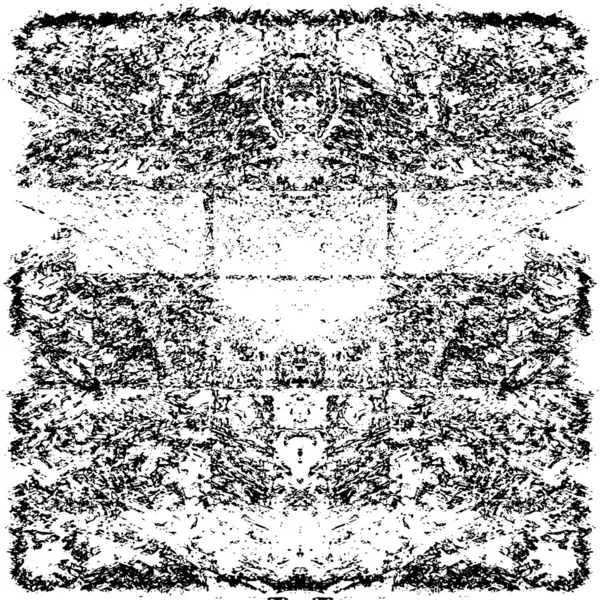 Grunge üst üste biniyor. Soyut siyah-beyaz vektör arkaplanı. Çatlak, leke ve noktalarda kirli desenli tek renkli klasik yüzey. Karanlık korku tarzında eski bir duvar.