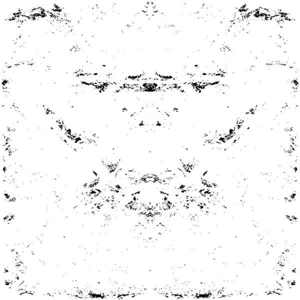 Grunge üst üste biniyor. Soyut siyah-beyaz vektör arkaplanı. Çatlak, leke ve noktalarda kirli desenli tek renkli klasik yüzey. Karanlık korku tarzında eski bir duvar.