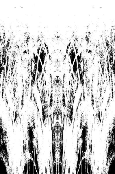 Grunge üst üste biniyor. Soyut siyah-beyaz vektör arkaplanı. Çatlak, leke ve noktalarda kirli desenli tek renkli klasik yüzey. Karanlık korku tarzında eski bir duvar.