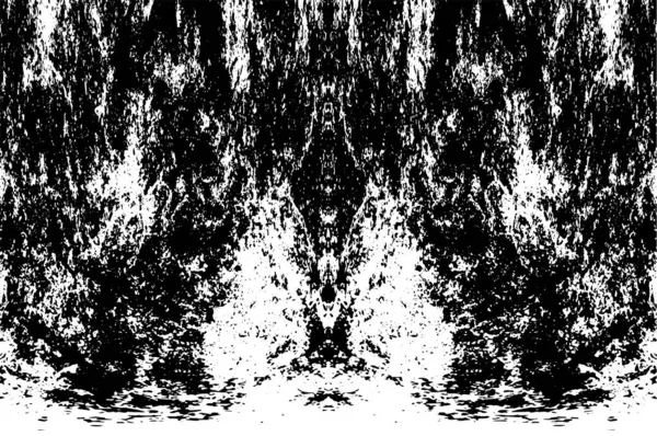 Grunge üst üste biniyor. Soyut siyah-beyaz vektör arkaplanı. Çatlak, leke ve noktalarda kirli desenli tek renkli klasik yüzey. Karanlık korku tarzında eski bir duvar.