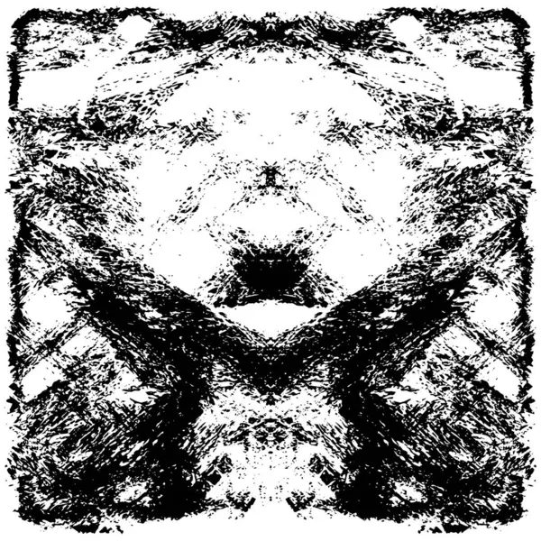 Grunge üst üste biniyor. Soyut siyah-beyaz vektör arkaplanı. Çatlak, leke ve noktalarda kirli desenli tek renkli klasik yüzey. Karanlık korku tarzında eski bir duvar.