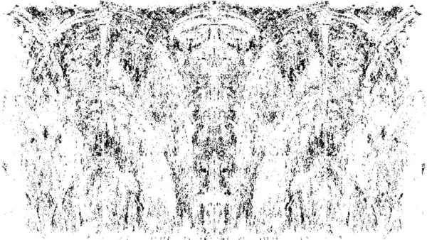 Grunge üst üste biniyor. Soyut siyah-beyaz vektör arkaplanı. Çatlak, leke ve noktalarda kirli desenli tek renkli klasik yüzey. Karanlık korku tarzında eski bir duvar.