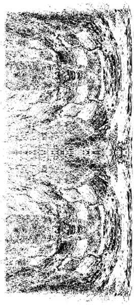 Grunge üst üste biniyor. Soyut siyah-beyaz vektör arkaplanı. Çatlak, leke ve noktalarda kirli desenli tek renkli klasik yüzey. Karanlık korku tarzında eski bir duvar.