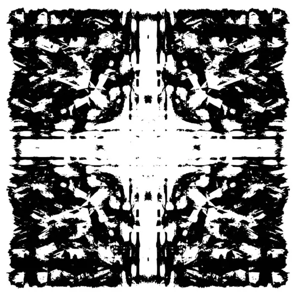 Grunge üst üste biniyor. Soyut siyah-beyaz vektör arkaplanı. Çatlak, leke ve noktalarda kirli desenli tek renkli klasik yüzey. Karanlık korku tarzında eski bir duvar.