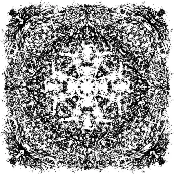 Grunge üst üste biniyor. Soyut siyah-beyaz vektör arkaplanı. Çatlak, leke ve noktalarda kirli desenli tek renkli klasik yüzey. Karanlık korku tarzında eski bir duvar.