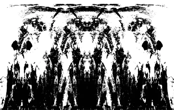 Grunge üst üste biniyor. Soyut siyah-beyaz vektör arkaplanı. Çatlak, leke ve noktalarda kirli desenli tek renkli klasik yüzey. Karanlık korku tarzında eski bir duvar.