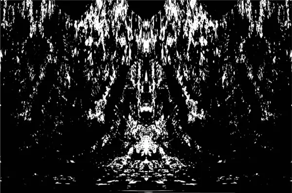 Grunge üst üste biniyor. Soyut siyah-beyaz vektör arkaplanı. Çatlak, leke ve noktalarda kirli desenli tek renkli klasik yüzey. Karanlık korku tarzında eski bir duvar.