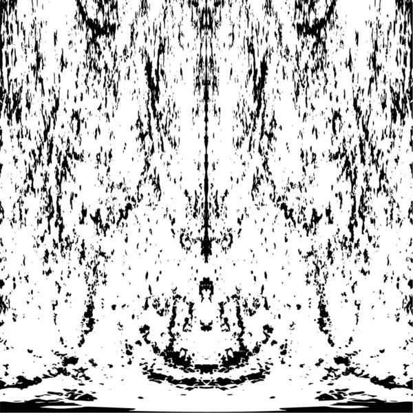 Grunge üst üste biniyor. Soyut siyah-beyaz vektör arkaplanı. Çatlak, leke ve noktalarda kirli desenli tek renkli klasik yüzey. Karanlık korku tarzında eski bir duvar.
