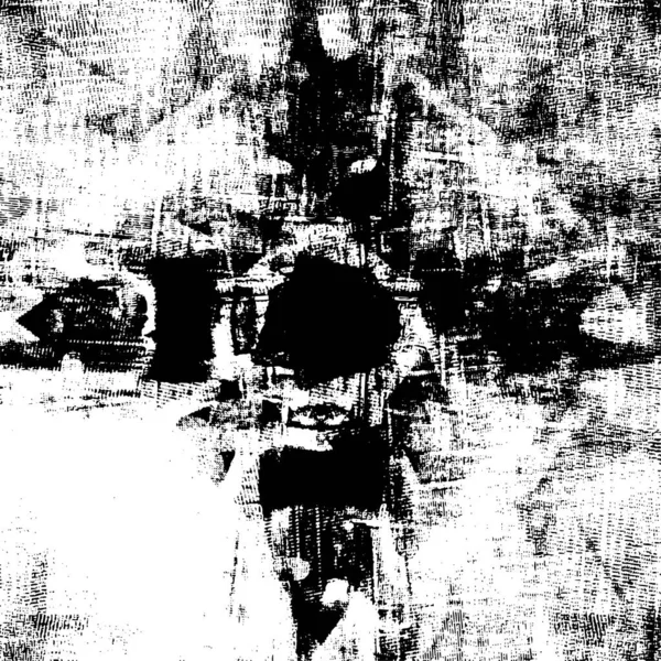 Grunge üst üste biniyor. Soyut siyah-beyaz vektör arkaplanı. Çatlak, leke ve noktalarda kirli desenli tek renkli klasik yüzey. Karanlık korku tarzında eski bir duvar.