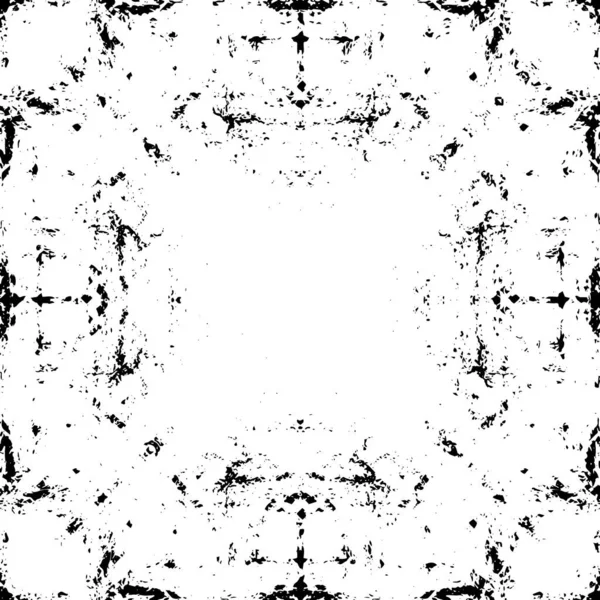 Grunge üst üste biniyor. Soyut siyah-beyaz vektör arkaplanı. Çatlak, leke ve noktalarda kirli desenli tek renkli klasik yüzey. Karanlık korku tarzında eski bir duvar.