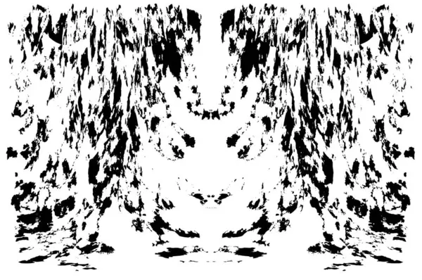 Grunge üst üste biniyor. Soyut siyah-beyaz vektör arkaplanı. Çatlak, leke ve noktalarda kirli desenli tek renkli klasik yüzey. Karanlık korku tarzında eski bir duvar.