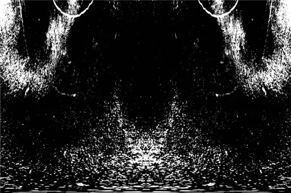 Grunge üst üste biniyor. Soyut siyah-beyaz vektör arkaplanı. Çatlak, leke ve noktalarda kirli desenli tek renkli klasik yüzey. Karanlık korku tarzında eski bir duvar.