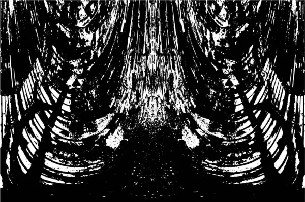 Grunge üst üste biniyor. Soyut siyah-beyaz vektör arkaplanı. Çatlak, leke ve noktalarda kirli desenli tek renkli klasik yüzey. Karanlık korku tarzında eski bir duvar.