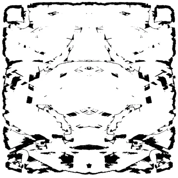 Grunge üst üste biniyor. Soyut siyah-beyaz vektör arkaplanı. Çatlak, leke ve noktalarda kirli desenli tek renkli klasik yüzey. Karanlık korku tarzında eski bir duvar.