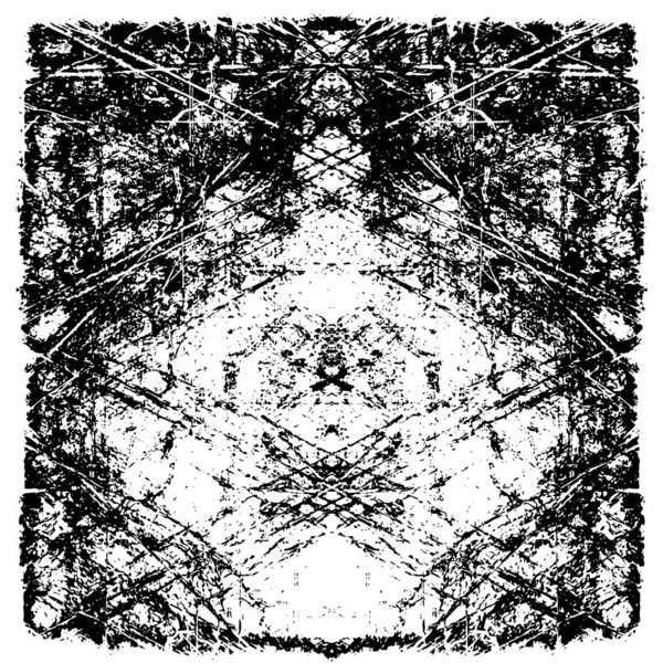 Grunge üst üste biniyor. Soyut siyah-beyaz vektör arkaplanı. Çatlak, leke ve noktalarda kirli desenli tek renkli klasik yüzey. Karanlık korku tarzında eski bir duvar.