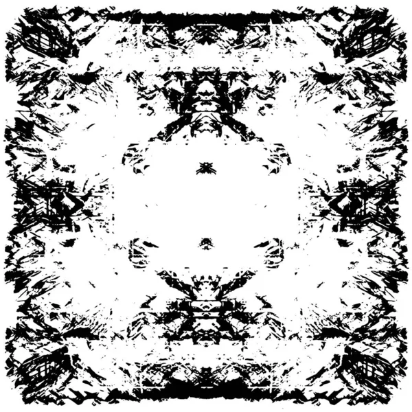 Grunge üst üste biniyor. Soyut siyah-beyaz vektör arkaplanı. Çatlak, leke ve noktalarda kirli desenli tek renkli klasik yüzey. Karanlık korku tarzında eski bir duvar.