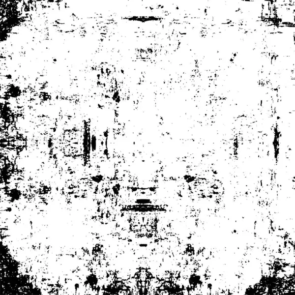 Grunge üst üste biniyor. Soyut siyah-beyaz vektör arkaplanı. Çatlak, leke ve noktalarda kirli desenli tek renkli klasik yüzey. Karanlık korku tarzında eski bir duvar.