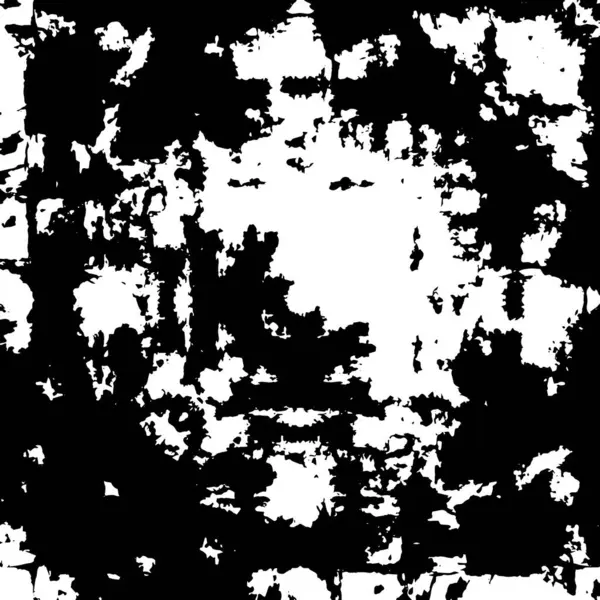 Grunge üst üste biniyor. Soyut siyah-beyaz vektör arkaplanı. Çatlak, leke ve noktalarda kirli desenli tek renkli klasik yüzey. Karanlık korku tarzında eski bir duvar.