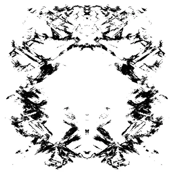 Grunge üst üste biniyor. Soyut siyah-beyaz vektör arkaplanı. Çatlak, leke ve noktalarda kirli desenli tek renkli klasik yüzey. Karanlık korku tarzında eski bir duvar.