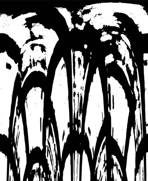 Grunge üst üste biniyor. Soyut siyah-beyaz vektör arkaplanı. Çatlak, leke ve noktalarda kirli desenli tek renkli klasik yüzey. Karanlık korku tarzında eski bir duvar.