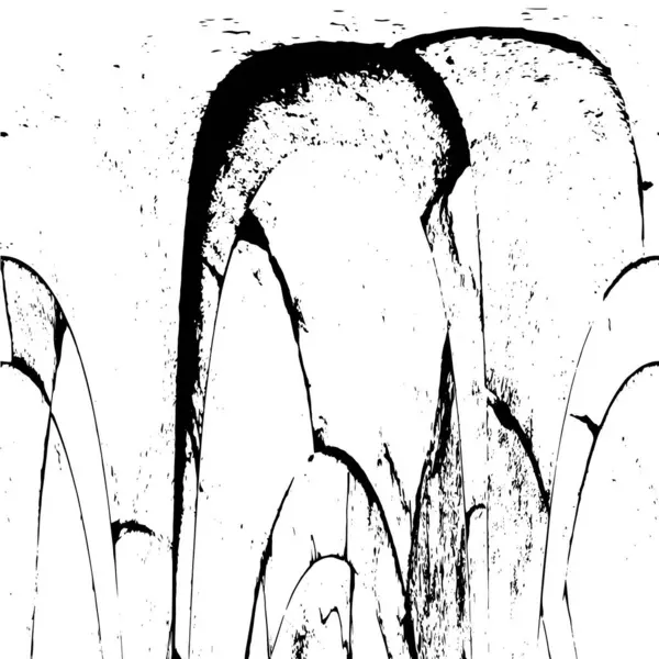 Grunge üst üste biniyor. Soyut siyah-beyaz vektör arkaplanı. Çatlak, leke ve noktalarda kirli desenli tek renkli klasik yüzey. Karanlık korku tarzında eski bir duvar.