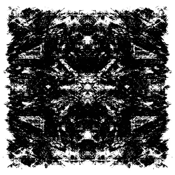 Grunge üst üste biniyor. Soyut siyah-beyaz vektör arkaplanı. Çatlak, leke ve noktalarda kirli desenli tek renkli klasik yüzey. Karanlık korku tarzında eski bir duvar.