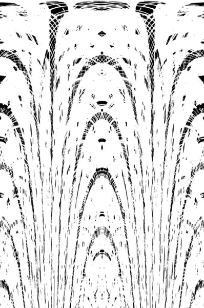 Grunge dikey olarak simetrik siyah beyaz doku. Tek renkli yıpranmış kaplama deseni. 