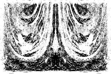 Grunge dikey olarak simetrik siyah beyaz doku. Tek renkli yıpranmış kaplama deseni. 