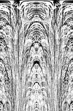 Grunge dikey olarak simetrik siyah beyaz doku. Tek renkli yıpranmış kaplama deseni. 