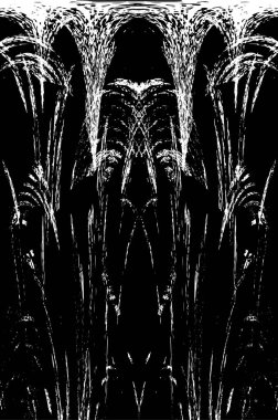 Grunge dikey olarak simetrik siyah beyaz doku. Tek renkli yıpranmış kaplama deseni. 