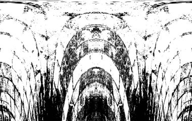 Grunge dikey olarak simetrik siyah beyaz doku. Tek renkli yıpranmış kaplama deseni. 