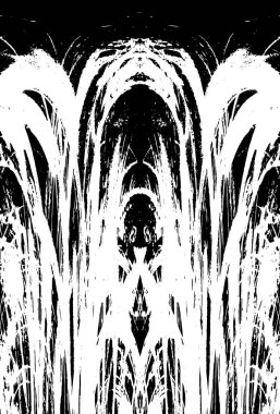 Grunge dikey olarak simetrik siyah beyaz doku. Tek renkli yıpranmış kaplama deseni. 