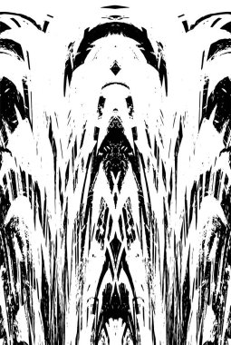 Grunge dikey olarak simetrik siyah beyaz doku. Tek renkli yıpranmış kaplama deseni. 