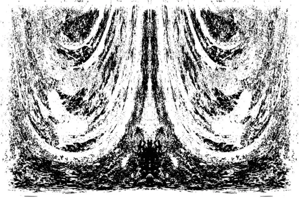 卷曲垂直对称的黑白纹理 单色风化覆盖图案 — 图库矢量图片