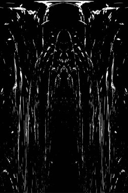 Grunge dikey olarak simetrik siyah beyaz doku. Tek renkli yıpranmış kaplama deseni. 