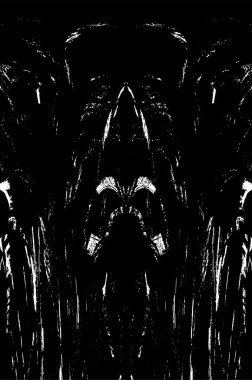 Grunge dikey olarak simetrik siyah beyaz doku. Tek renkli yıpranmış kaplama deseni. 