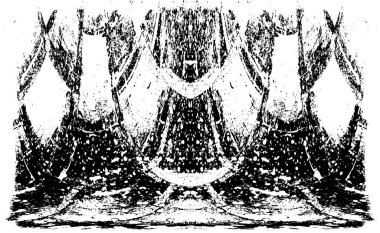 Grunge dikey olarak simetrik siyah beyaz doku. Tek renkli yıpranmış kaplama deseni. 