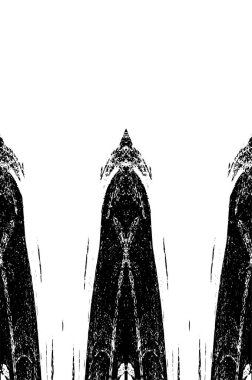 Grunge dikey olarak simetrik siyah beyaz doku. Tek renkli yıpranmış kaplama deseni. 