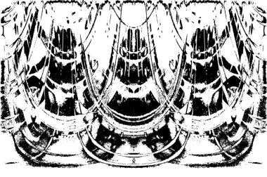 Grunge dikey olarak simetrik siyah beyaz doku. Tek renkli yıpranmış kaplama deseni. 