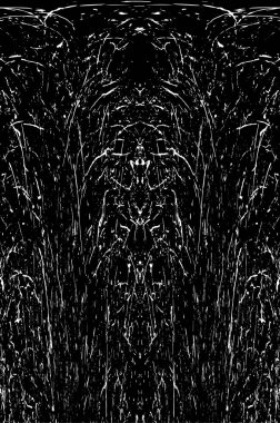 Grunge dikey olarak simetrik siyah beyaz doku. Tek renkli yıpranmış kaplama deseni. 