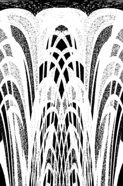 Grunge dikey olarak simetrik siyah beyaz doku. Tek renkli yıpranmış kaplama deseni. 