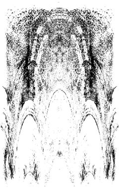 Grunge dikey olarak simetrik siyah beyaz doku. Tek renkli yıpranmış kaplama deseni. 