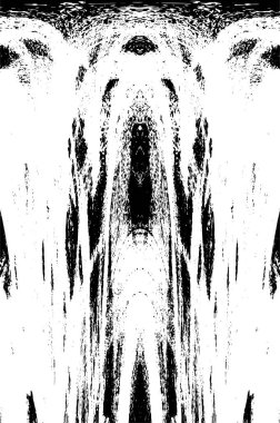 Grunge dikey olarak simetrik siyah beyaz doku. Tek renkli yıpranmış kaplama deseni. 