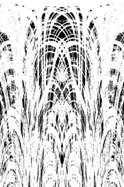 Grunge dikey olarak simetrik siyah beyaz doku. Tek renkli yıpranmış kaplama deseni. 