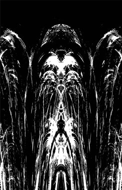 Grunge dikey olarak simetrik siyah beyaz doku. Tek renkli yıpranmış kaplama deseni. 