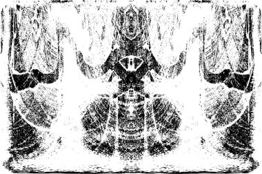 Grunge dikey olarak simetrik siyah beyaz doku. Tek renkli yıpranmış kaplama deseni. 